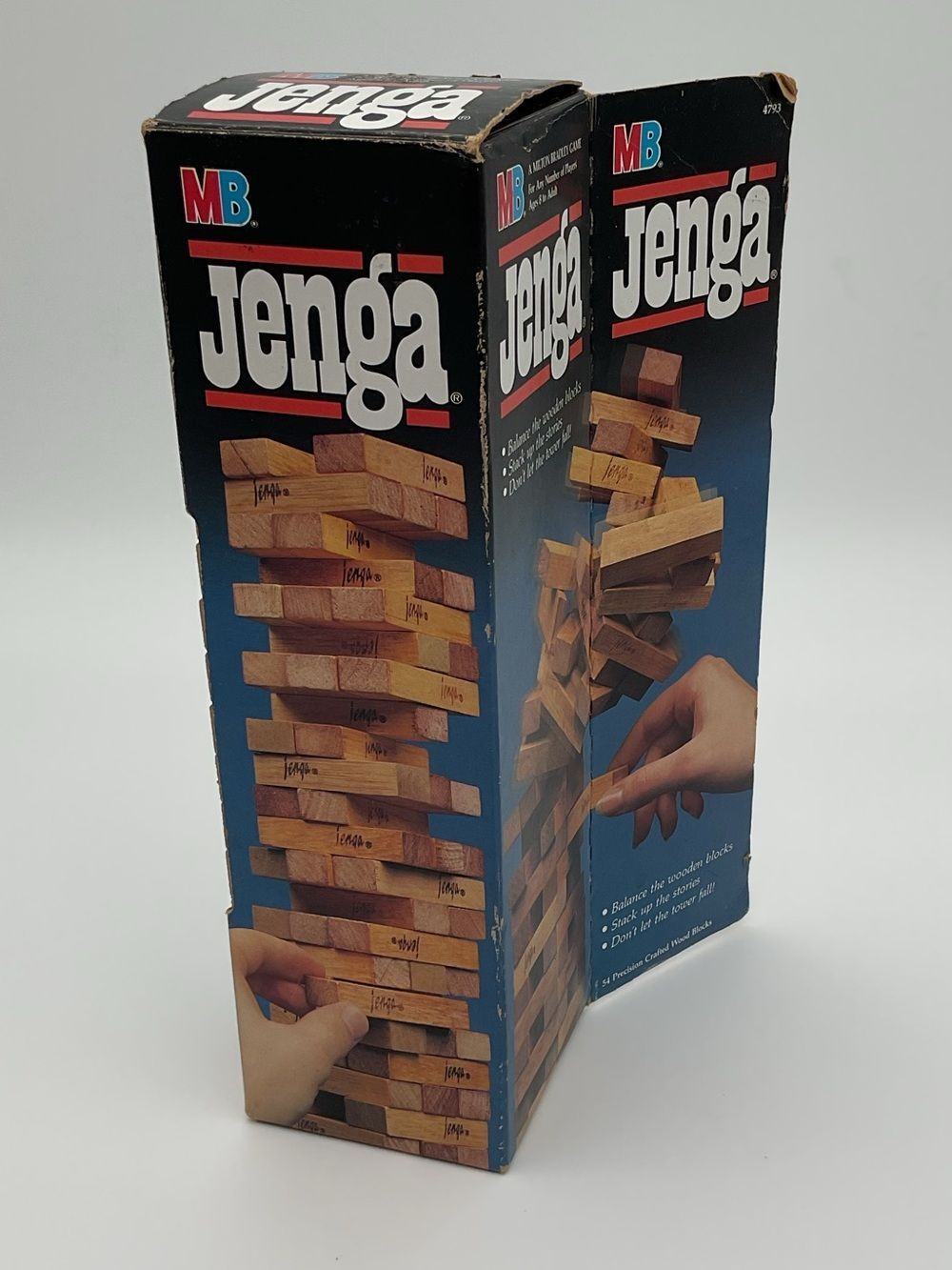 Vintage MB Jenga Classic Wooden Block Game Complete In Original Box
